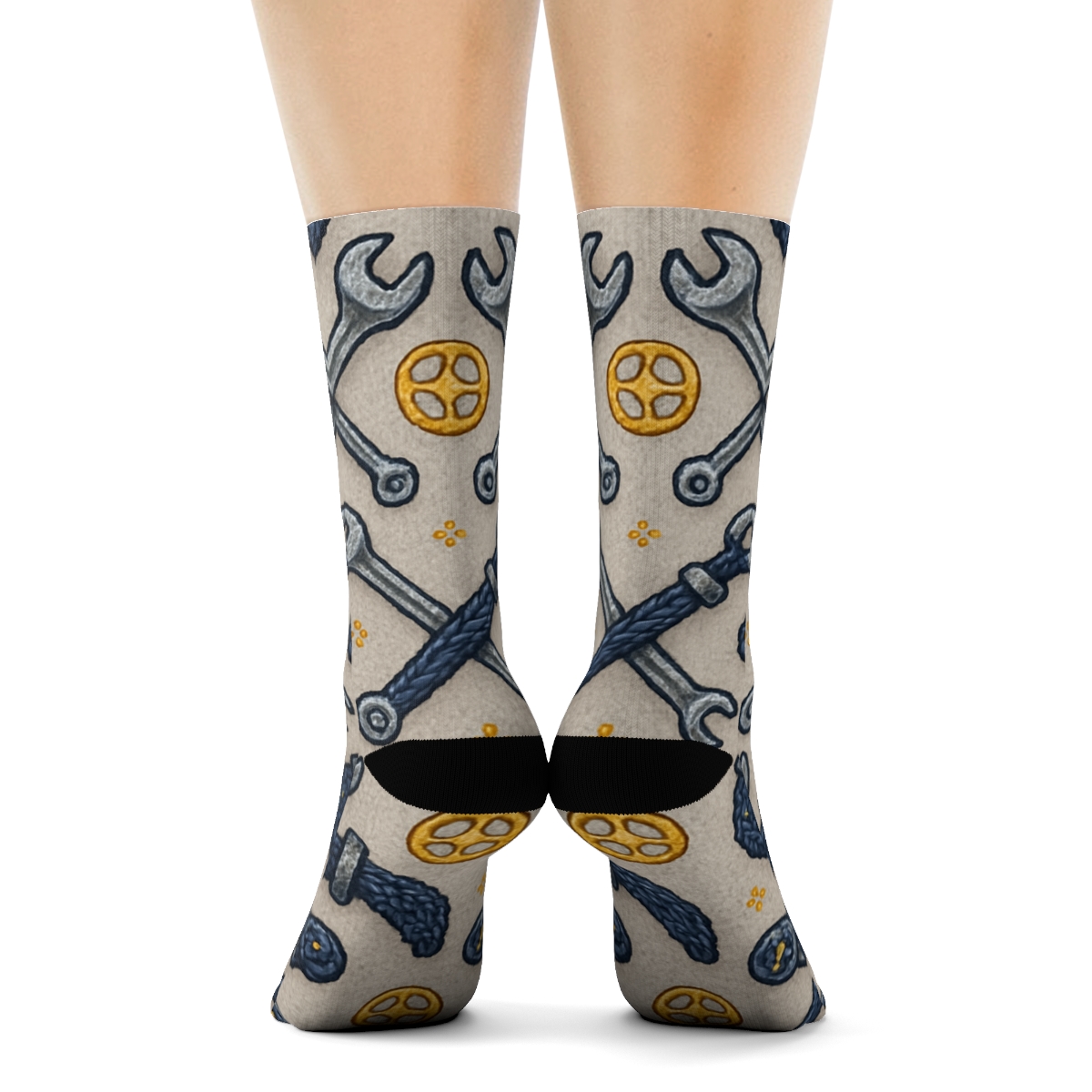 Wrench And Pipe Knit Illusion For Plumber premium sports crew socks