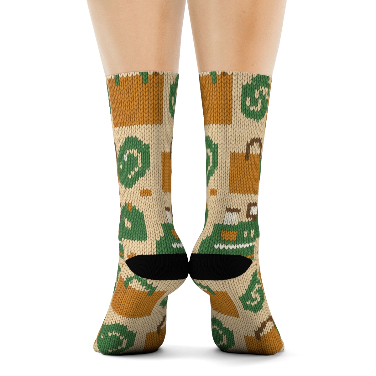 Cashier Knit Illusion Checkout Lattice unique graphic crew socks