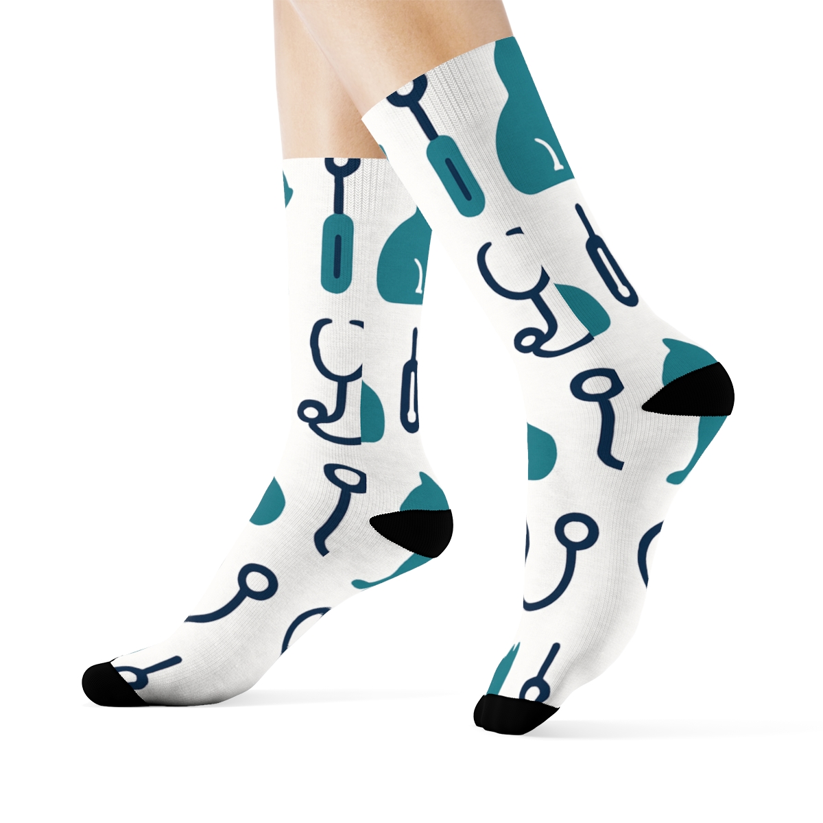 Dog And Cat Icons With Veterinarian Tools Grid personalized crew socks