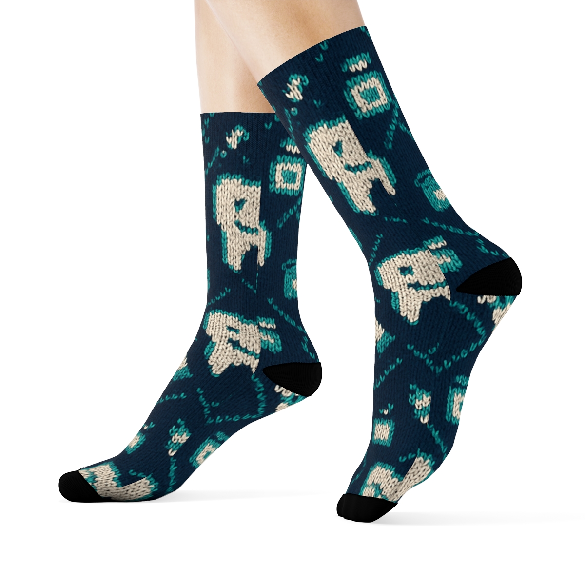 Knitted Tooth Parade, Dentist Edition personalized crew socks
