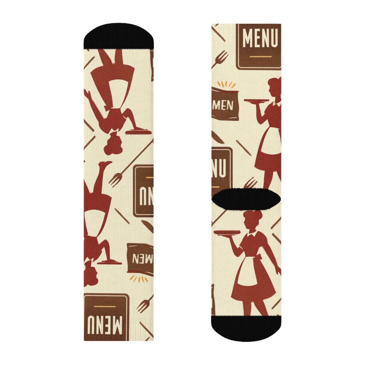 Menu Board Lattice With Waitress Silhouettes unique graphic crew socks
