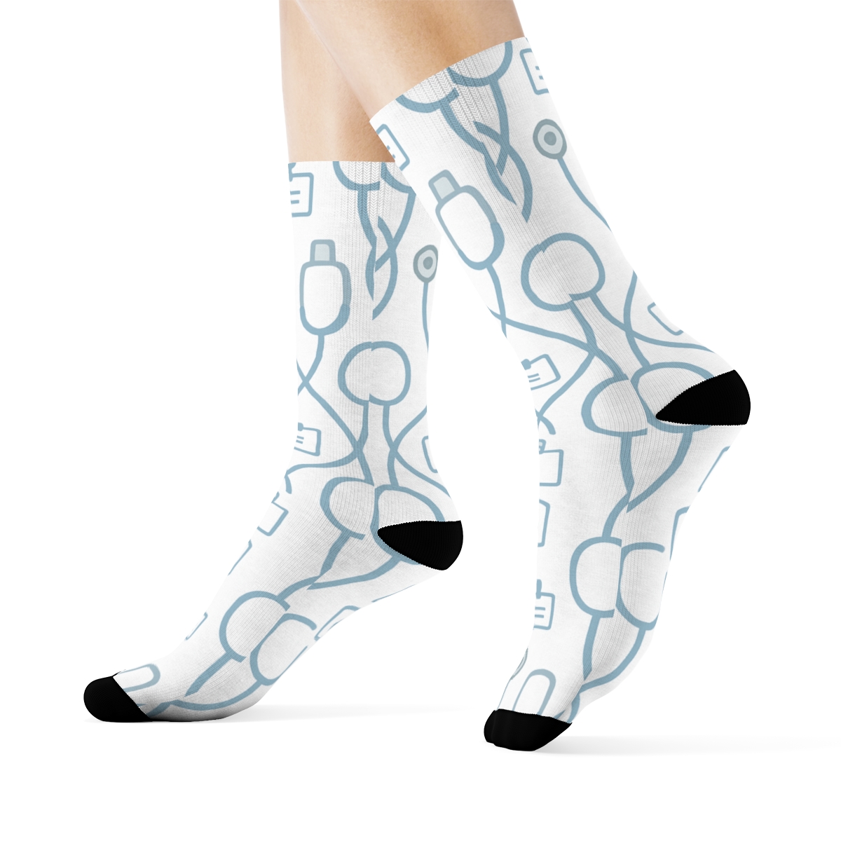 Stethoscope Lattice With Nurse Charm stylish athletic crew socks