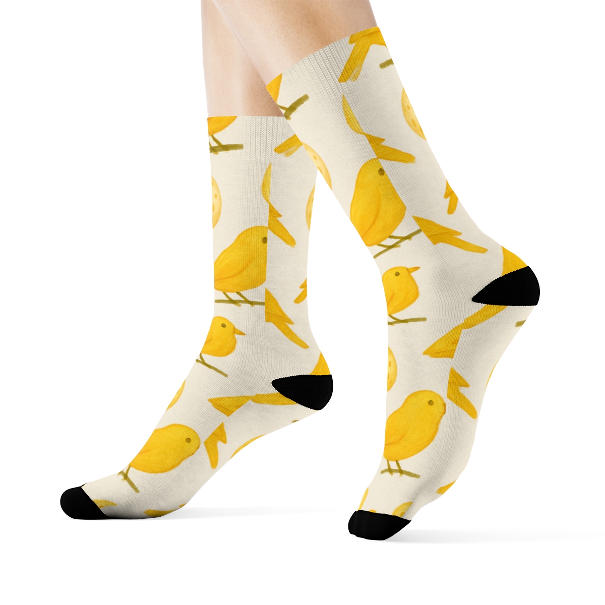 Golden Canary Egg Dot Matrix On Light Gray soft everyday crew socks