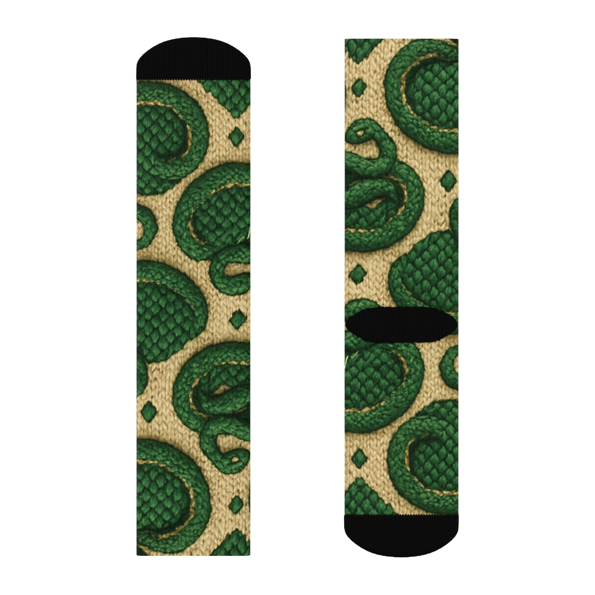 Knitted Illusion Snake Scale Cablework unique graphic crew socks