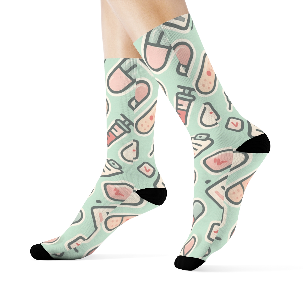 Mint Clinic Capsules With Nurse Charm comfortable cotton crew socks