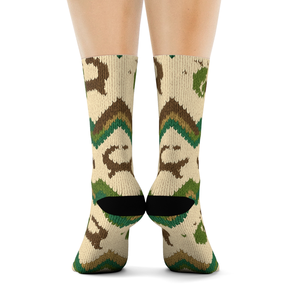 Knitted Illusion Labrador Retriever Paw Chevron unique graphic crew socks