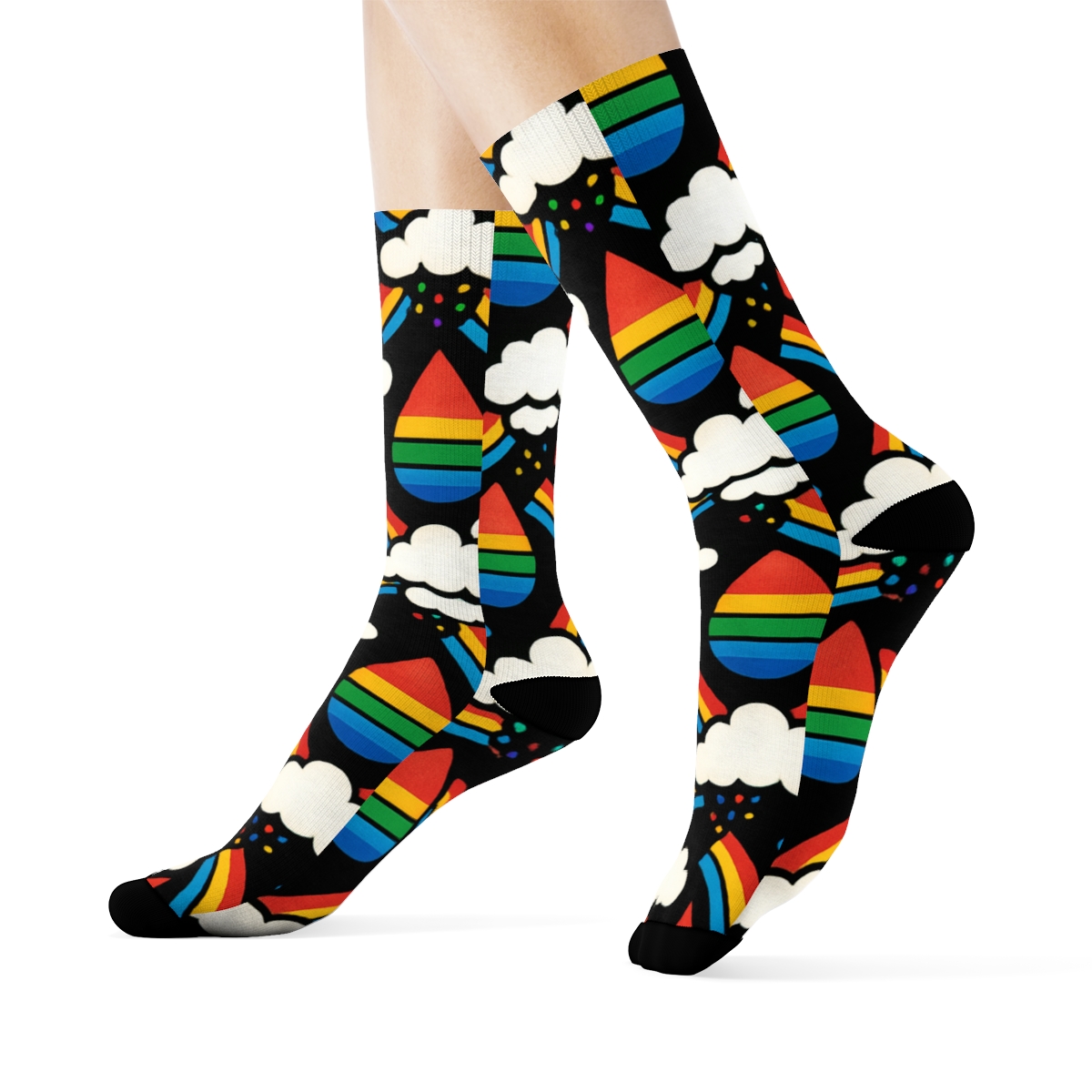 Prismatic Storm Raindrop Lattice trendy patterned crew socks