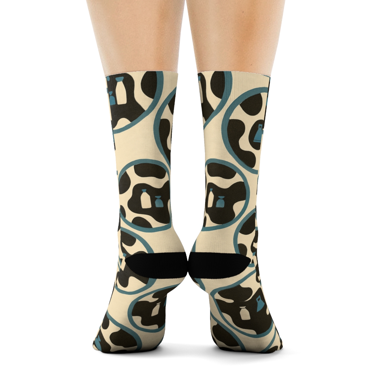 Retro Dairy Label Spot Medallions custom crew socks