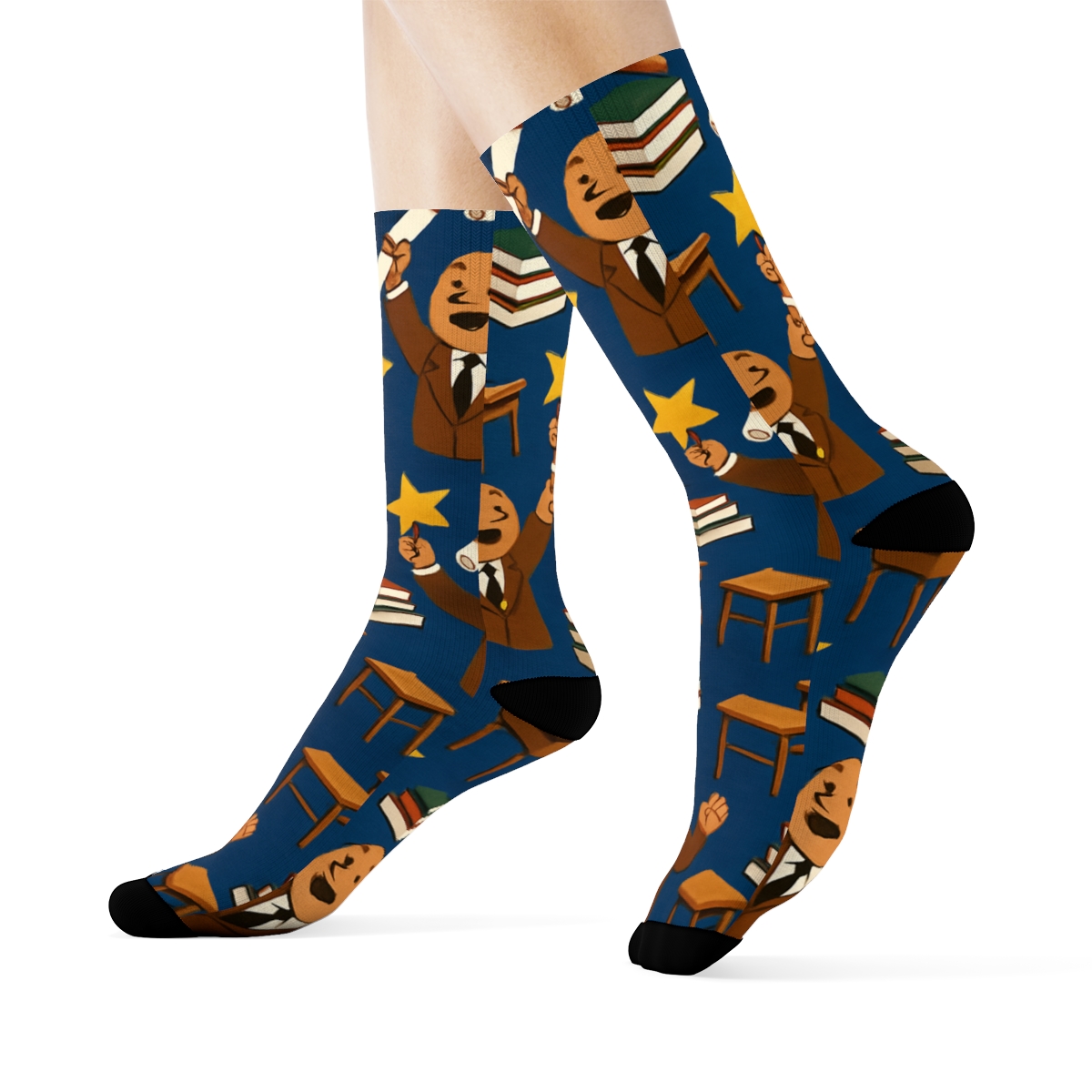 School Principal Celebration Collage Pattern comfortable cotton crew socks