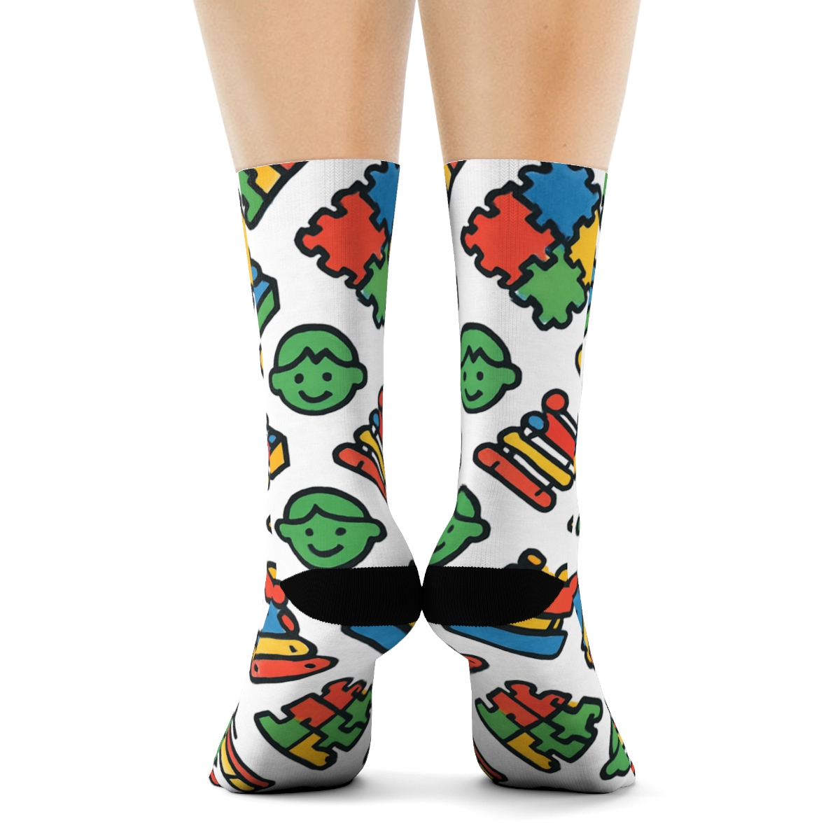 Storybook Lattice With Childcare Worker Charm comfortable cotton crew socks
