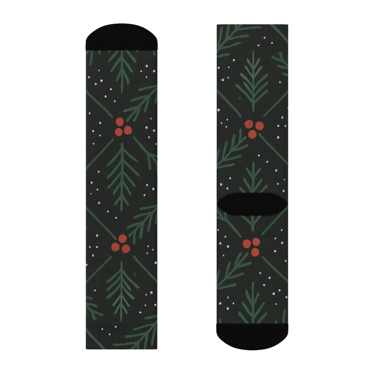 Fir Needle Lattice With Evergreen Branches Interior unique graphic crew socks