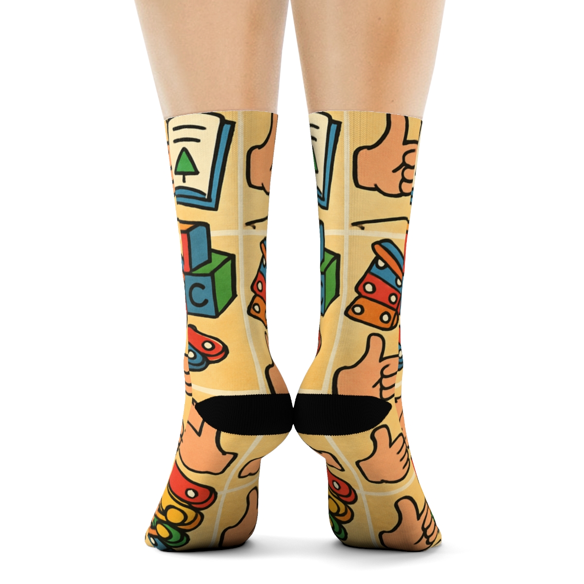 Storybook Mosaic Childcare Worker Pattern soft everyday crew socksStorybook Mosaic Childcare worker Pattern Crew Socks - Image 4