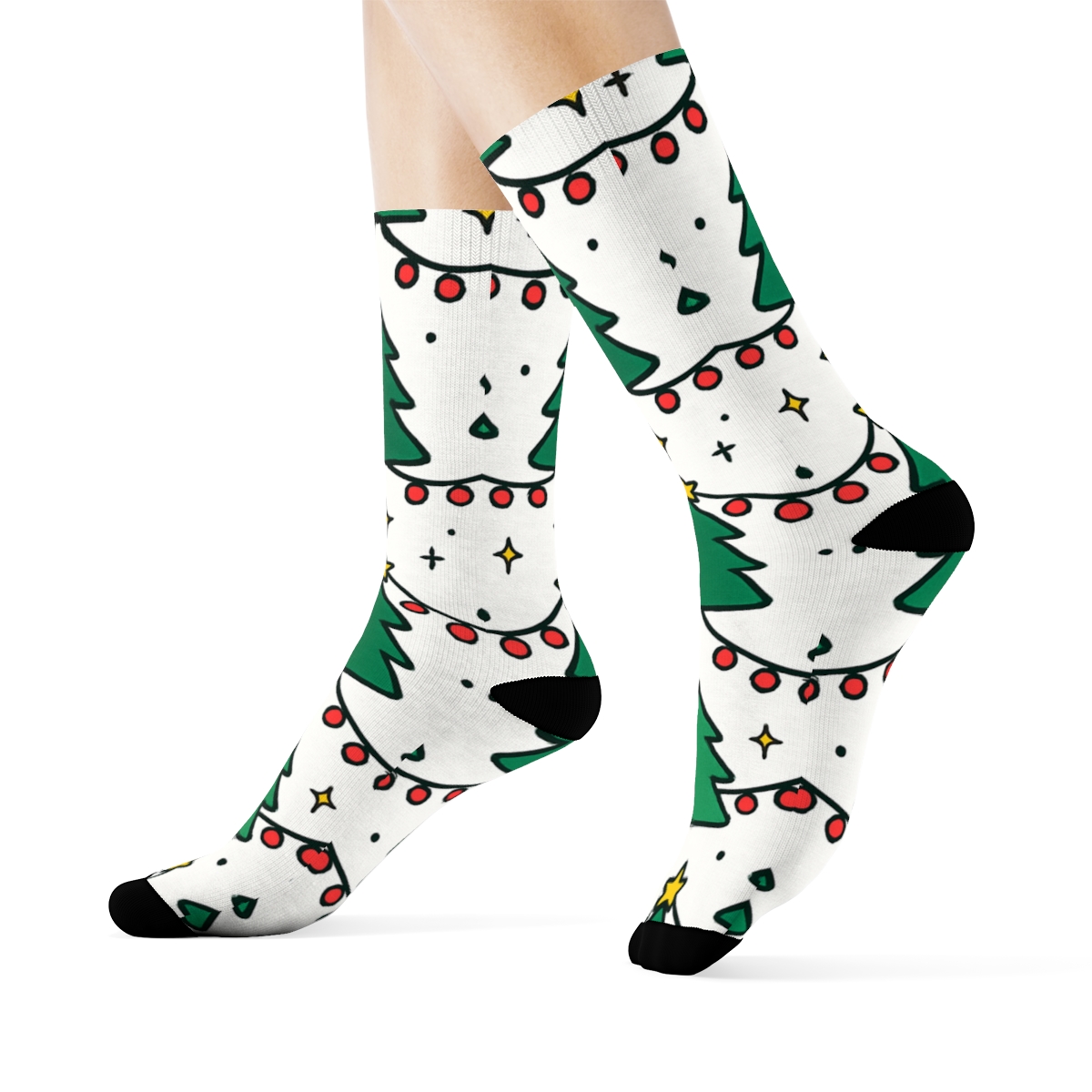 Tree Garland Array With Christmas Tree Accent custom crew socks