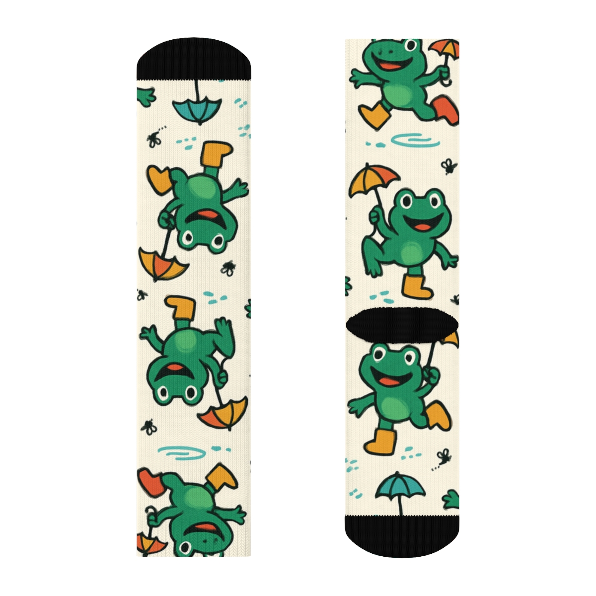 Playful Frog Boots Parade On Ivory premium sports crew socks