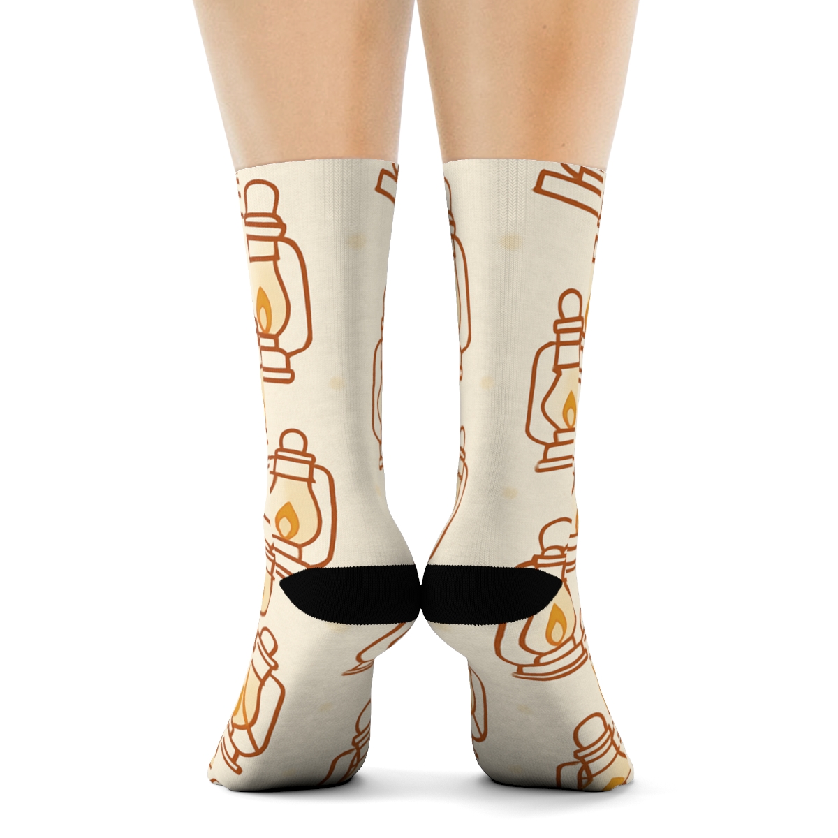 Copper Frame Glow Grid, Modern Lantern custom crew socks