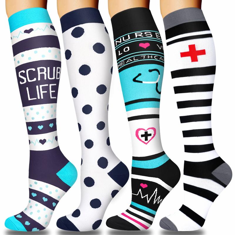 Pack Of 4 Running Athletic Compression Socks For Men And Women