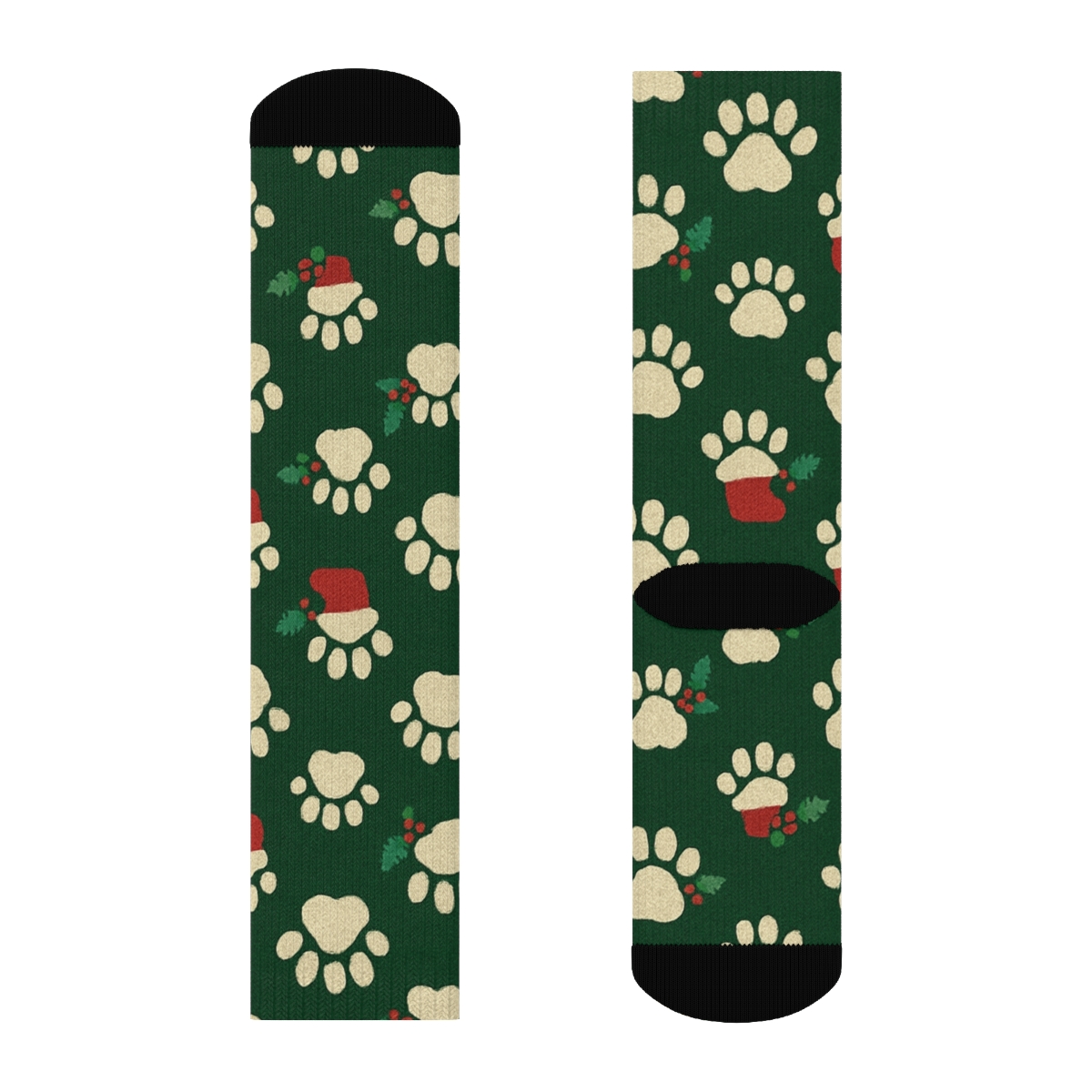 Holiday Paw Print Lattice stylish athletic crew socks