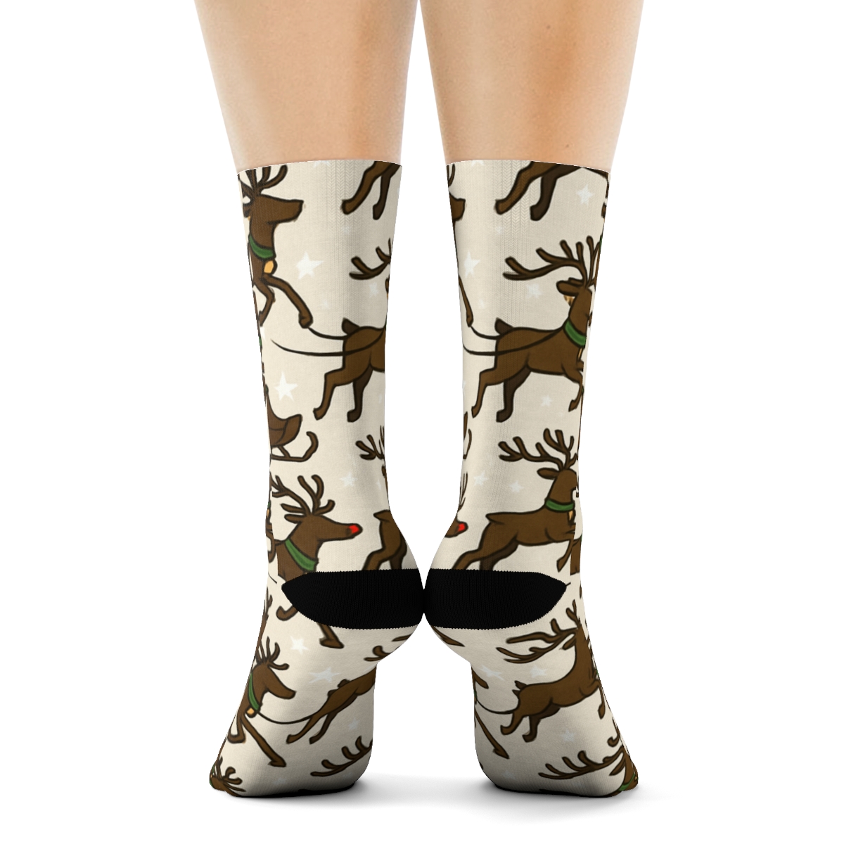 Reindeer Sleigh Parade With Rudolph Accent premium sports crew socks