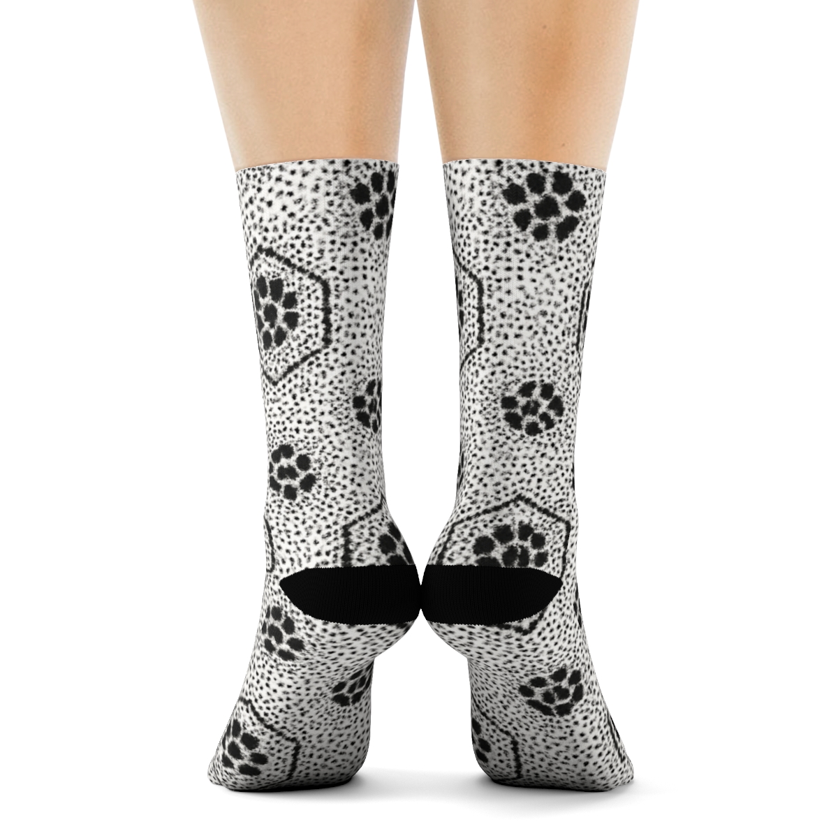 Monochrome Micro Spot Lattice stylish athletic crew socks