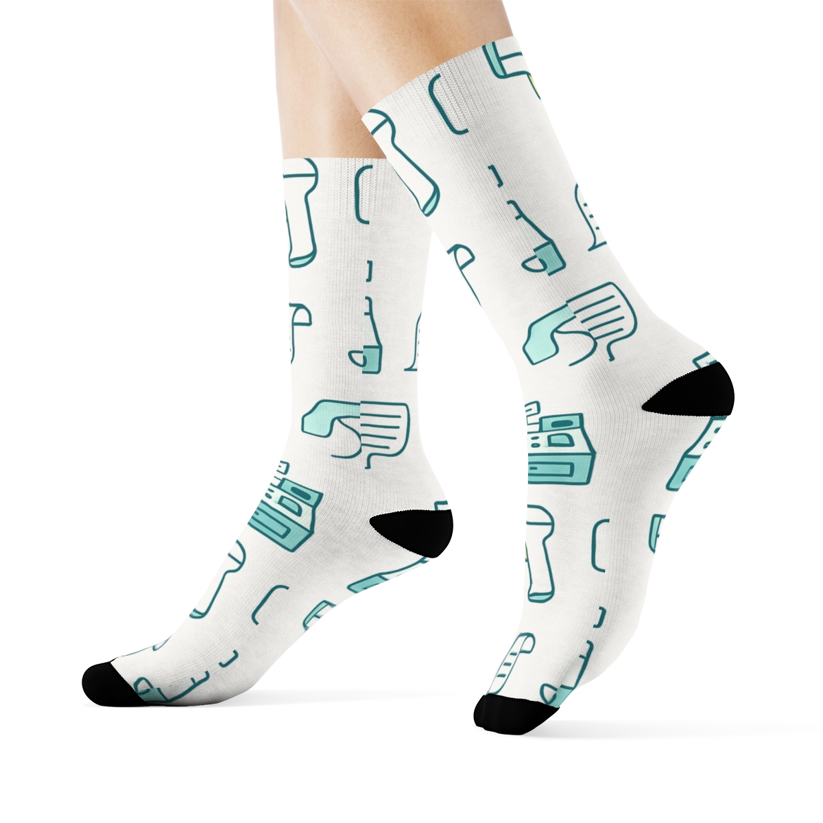 Barcode Scanner And Cashier Rhythm Bands trendy patterned crew socks