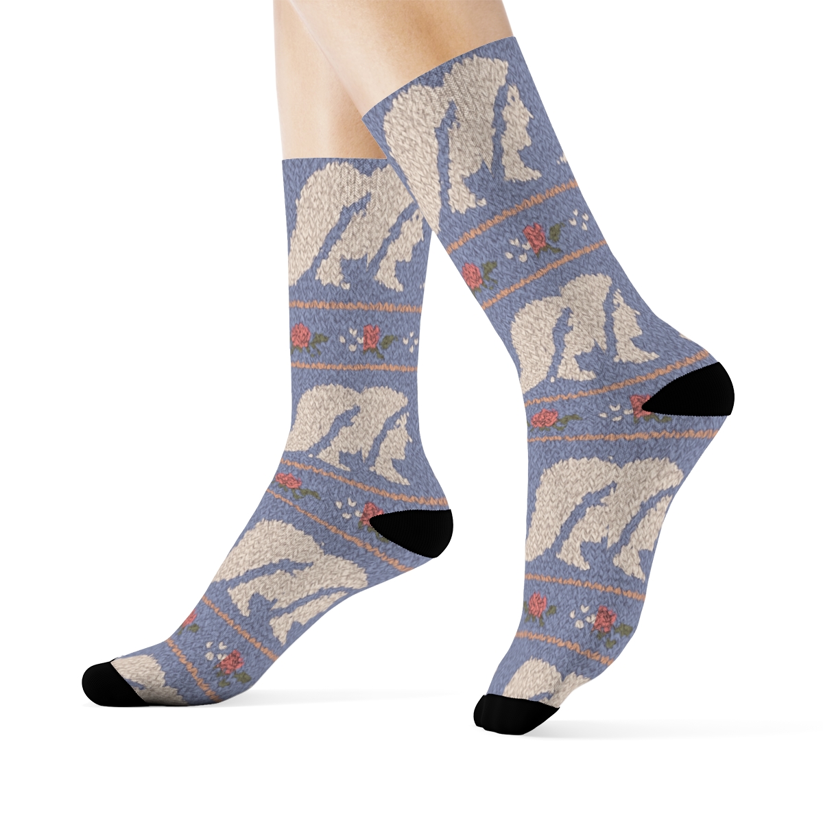 Mary Silhouette Wave Pattern unique graphic crew socks