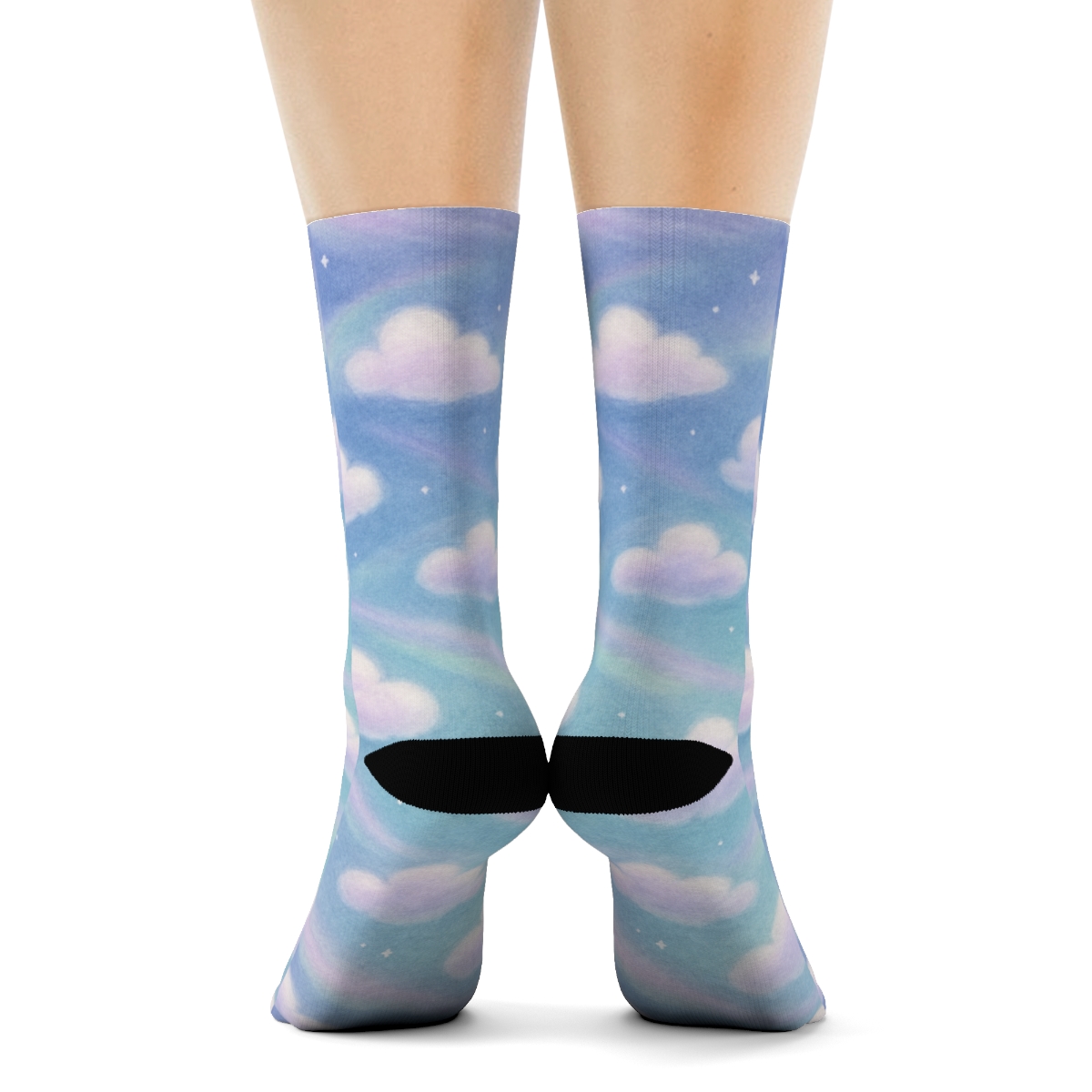 Aurora Veil Clouds-Patterned Sky stylish athletic crew socksAurora Veil Clouds-Patterned Sky Crew Socks - Image 4