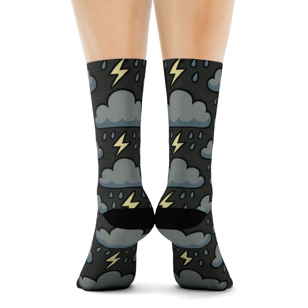 Clouds And Lightning Chevron On Charcoal Field premium sports crew socks