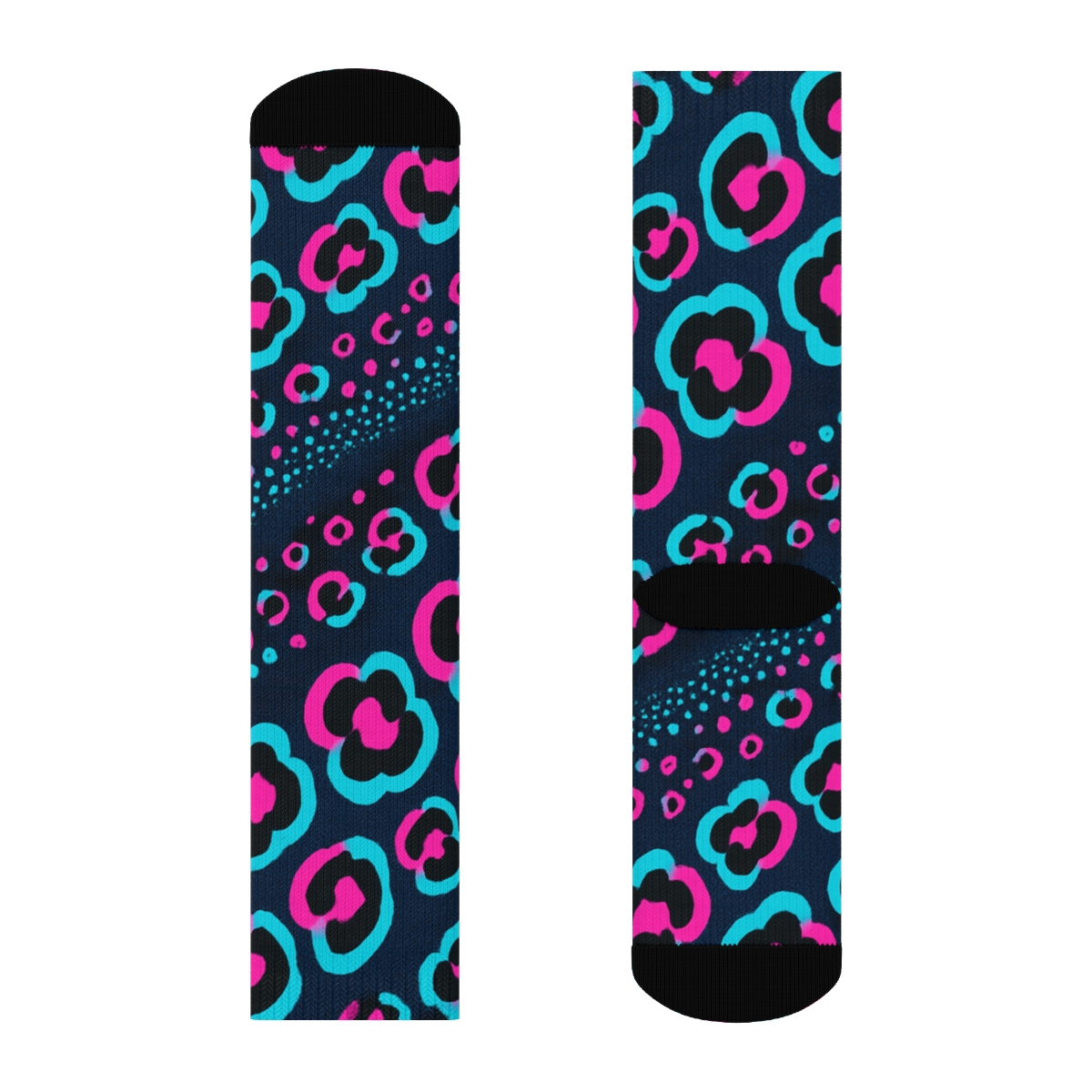 Neon Contrast Diagonal Spot Wave stylish athletic crew socks