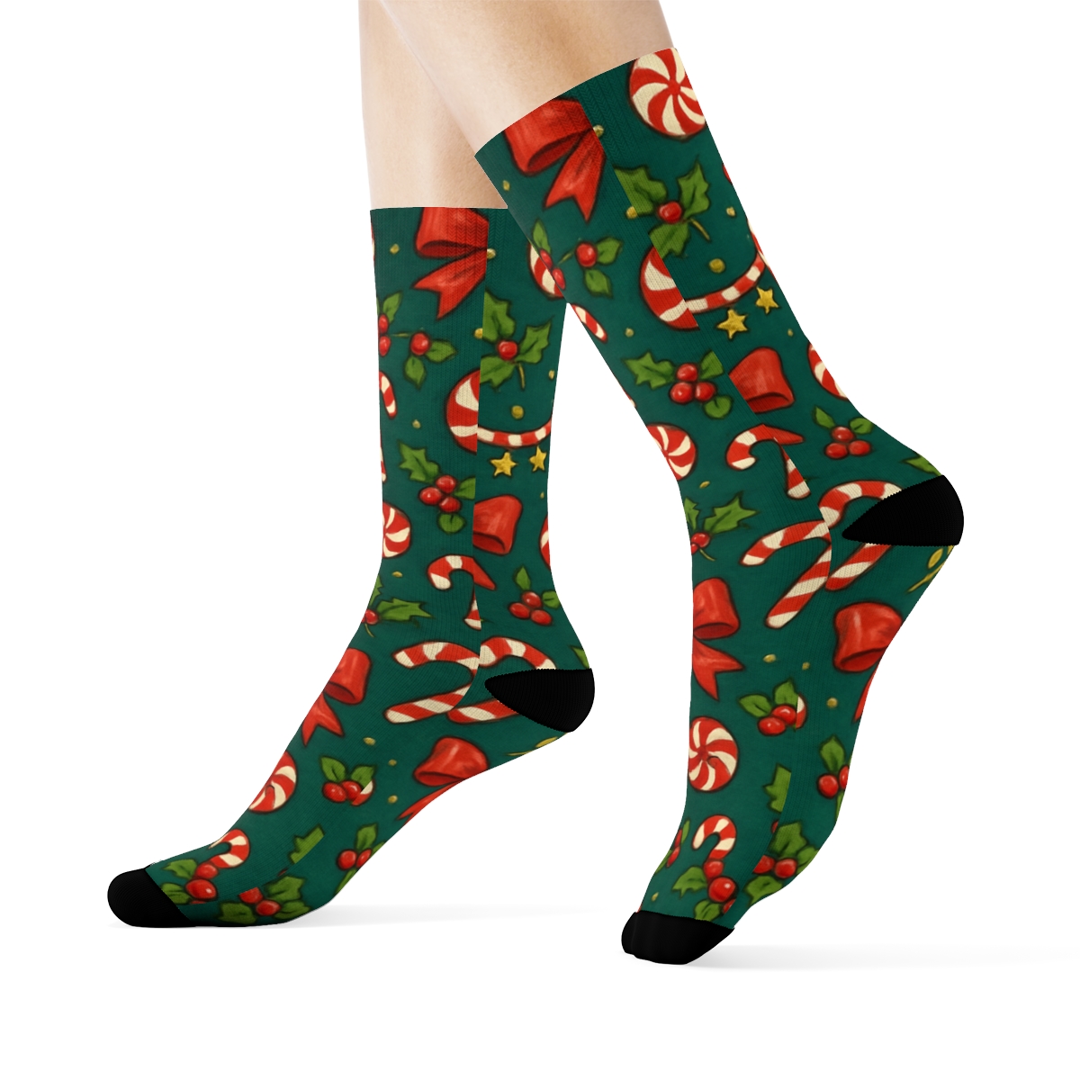 Holiday Party Confetti With Candy Canes In Metallic Mix unique graphic crew socks