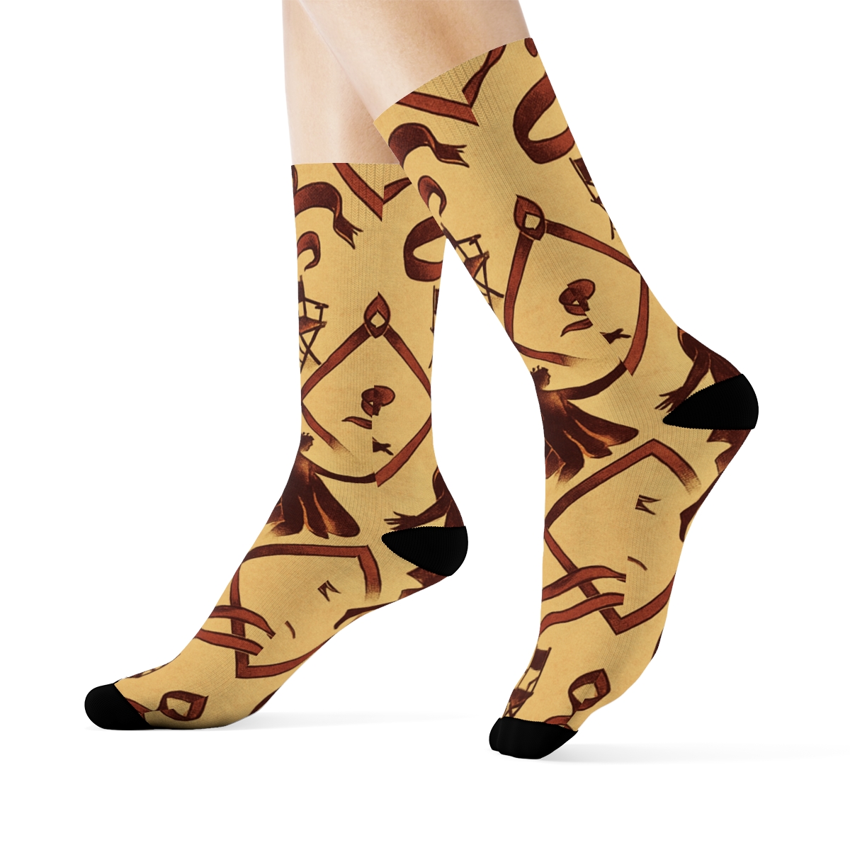 Curtain Lattice With Actor Silhouettes designer printed crew socks