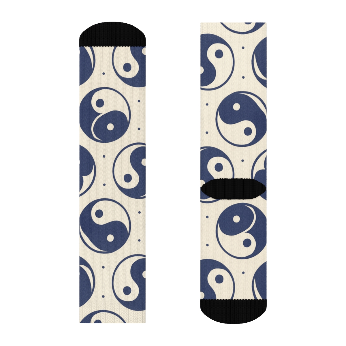 Indigo Koi Dual Spiral Tile On Pale Cream soft everyday crew socks