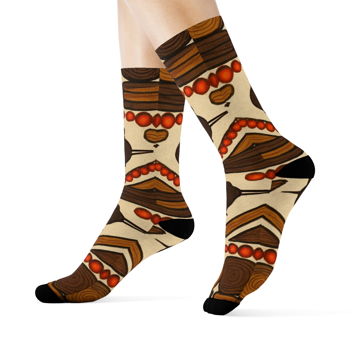 Heart-Ember Chevron Logband Pattern premium sports crew socks