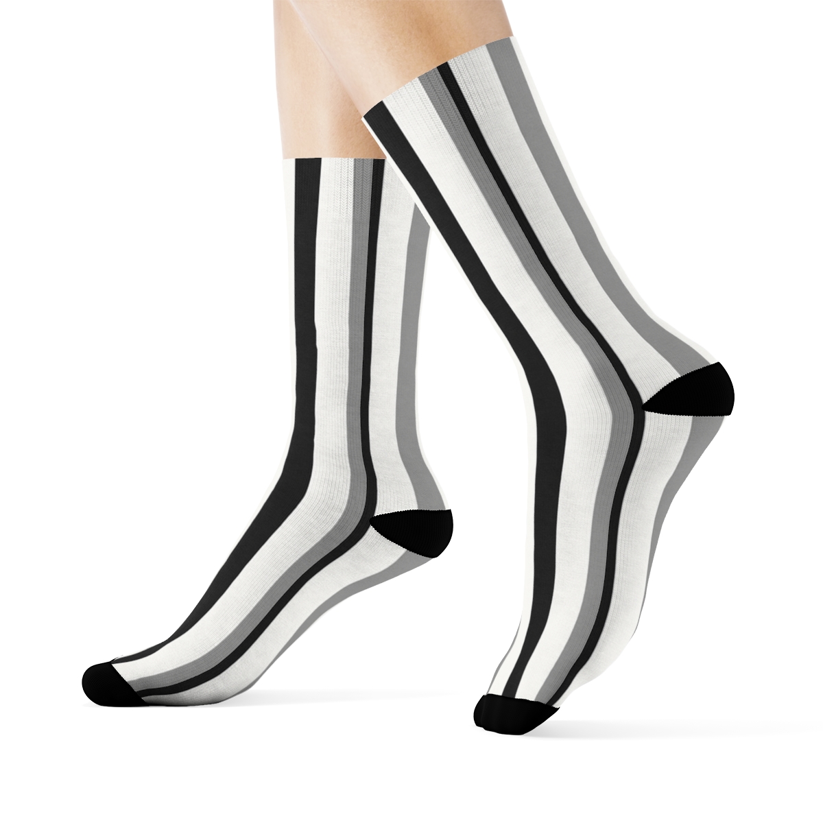 Binary Stripe Sequence designer printed crew socks