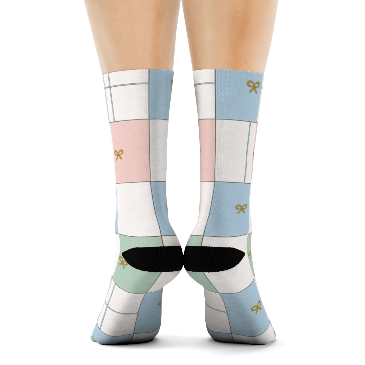 Starlit Gift Wrap Tiling Presents designer printed crew socks