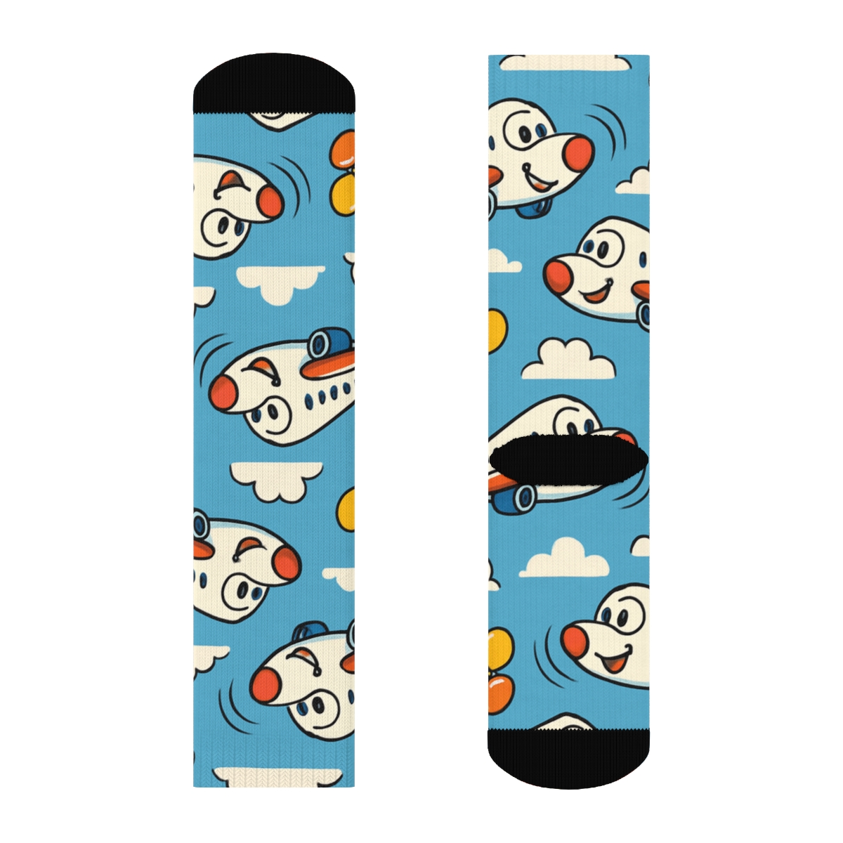 Playful Airplane Balloon Race Scatter custom crew socks