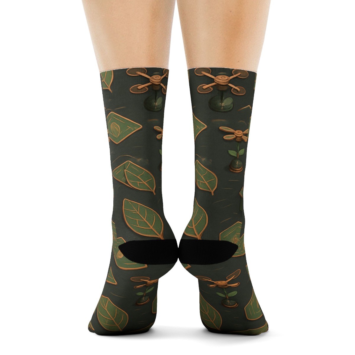 Holographic Garden Circuit Pattern 2025 trendy patterned crew socks