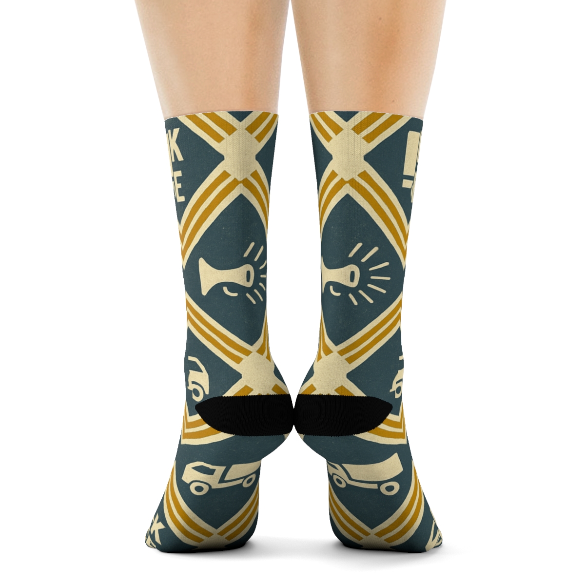 Road Sign Lattice Pattern, Truck Driver Edition comfortable cotton crew socks