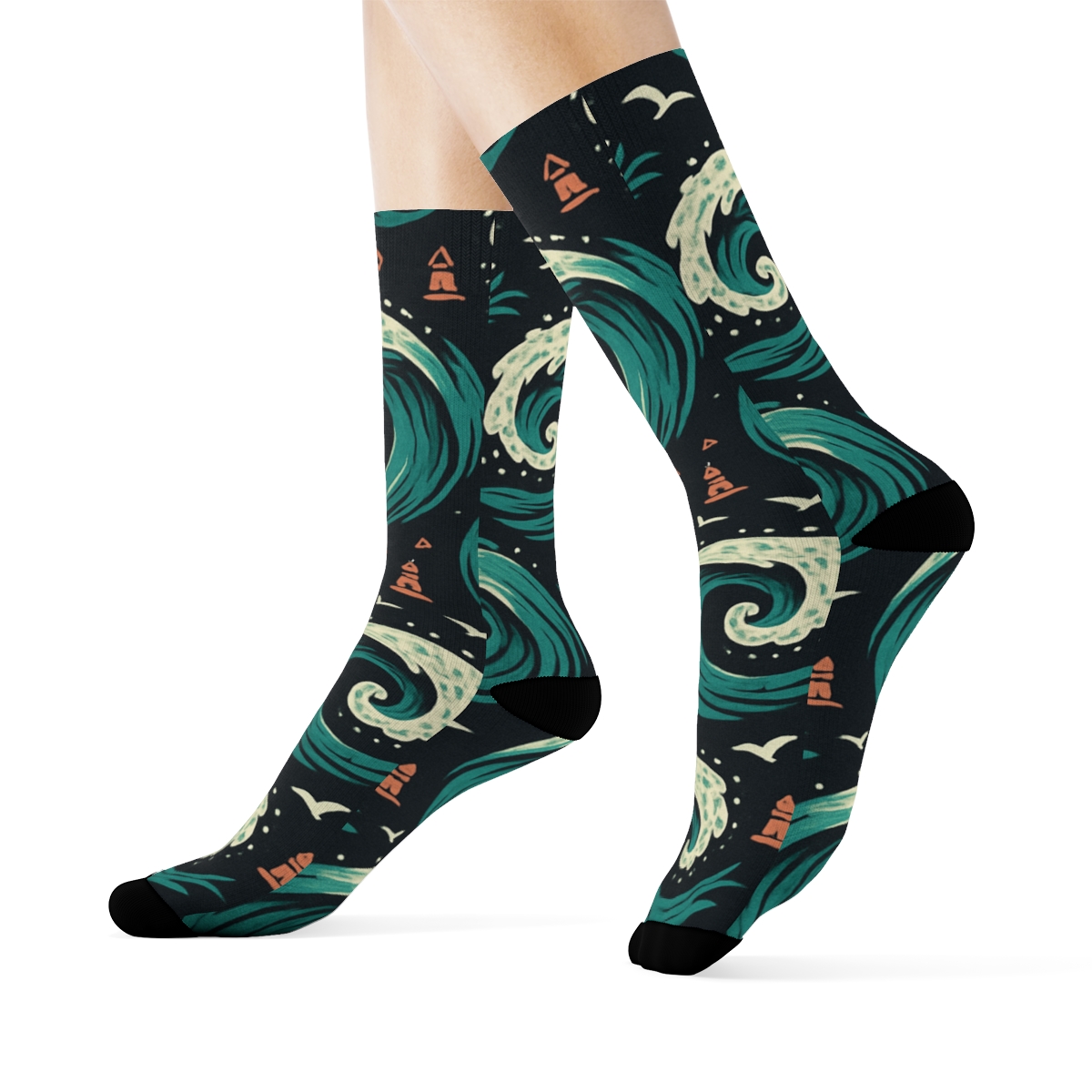 Storm Swell Whirlpool Tile With Buoy And Gull Motifs premium sports crew socks