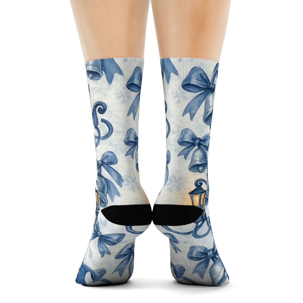 Lantern Lit Sleigh Tessellation In Icy Blue custom crew socks