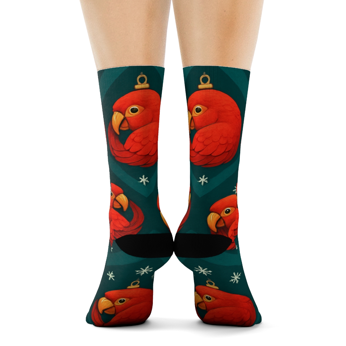 Parrot Christmas Bauble Chevron unique graphic crew socks