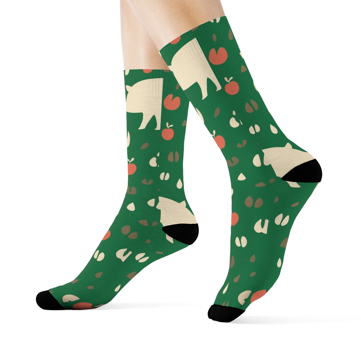 Barnyard Tiling With Pig Silhouettes stylish athletic crew socks
