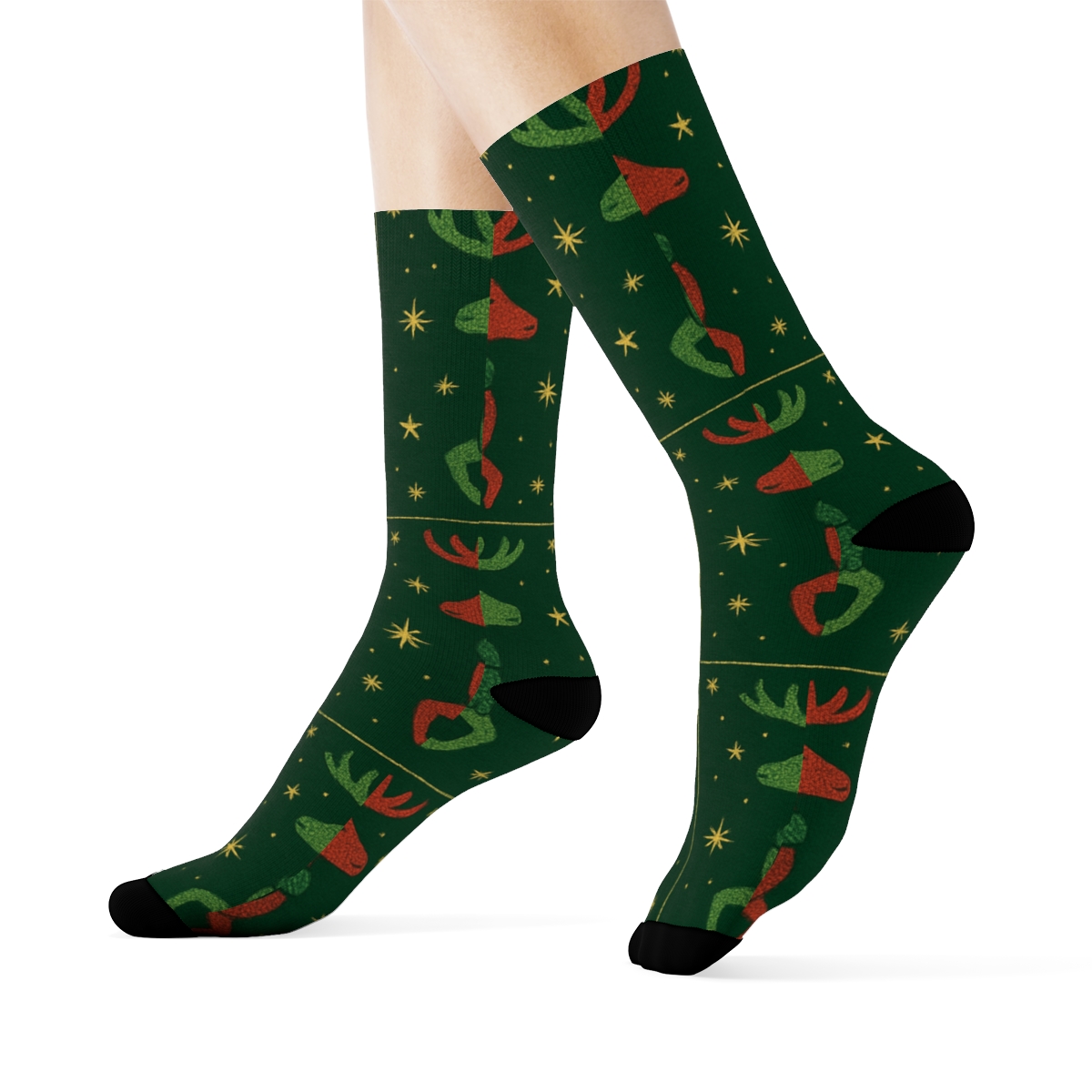Nordic Reindeer Chess Grid personalized crew socks