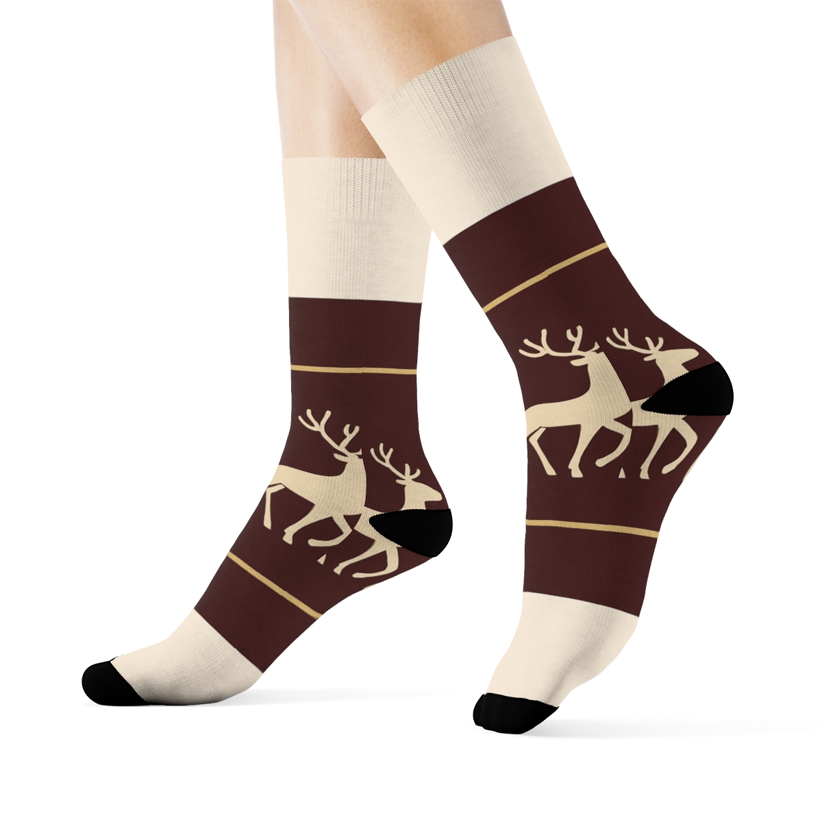 Reindeer Silhouette Progression Xmas stylish athletic crew socks