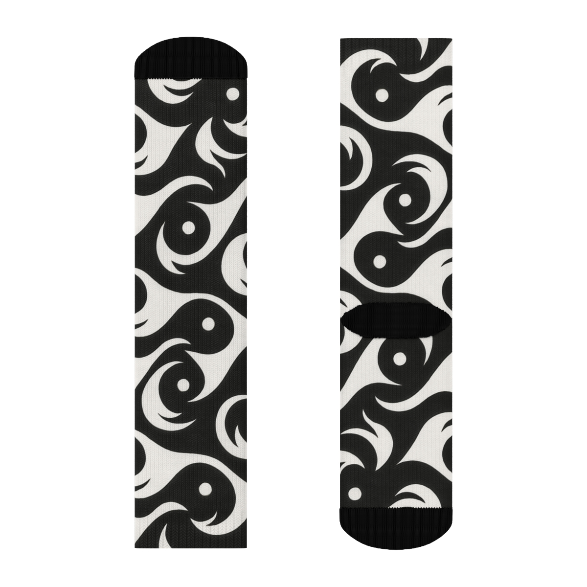 Kinetic Taijitu Wave Lattice designer printed crew socks