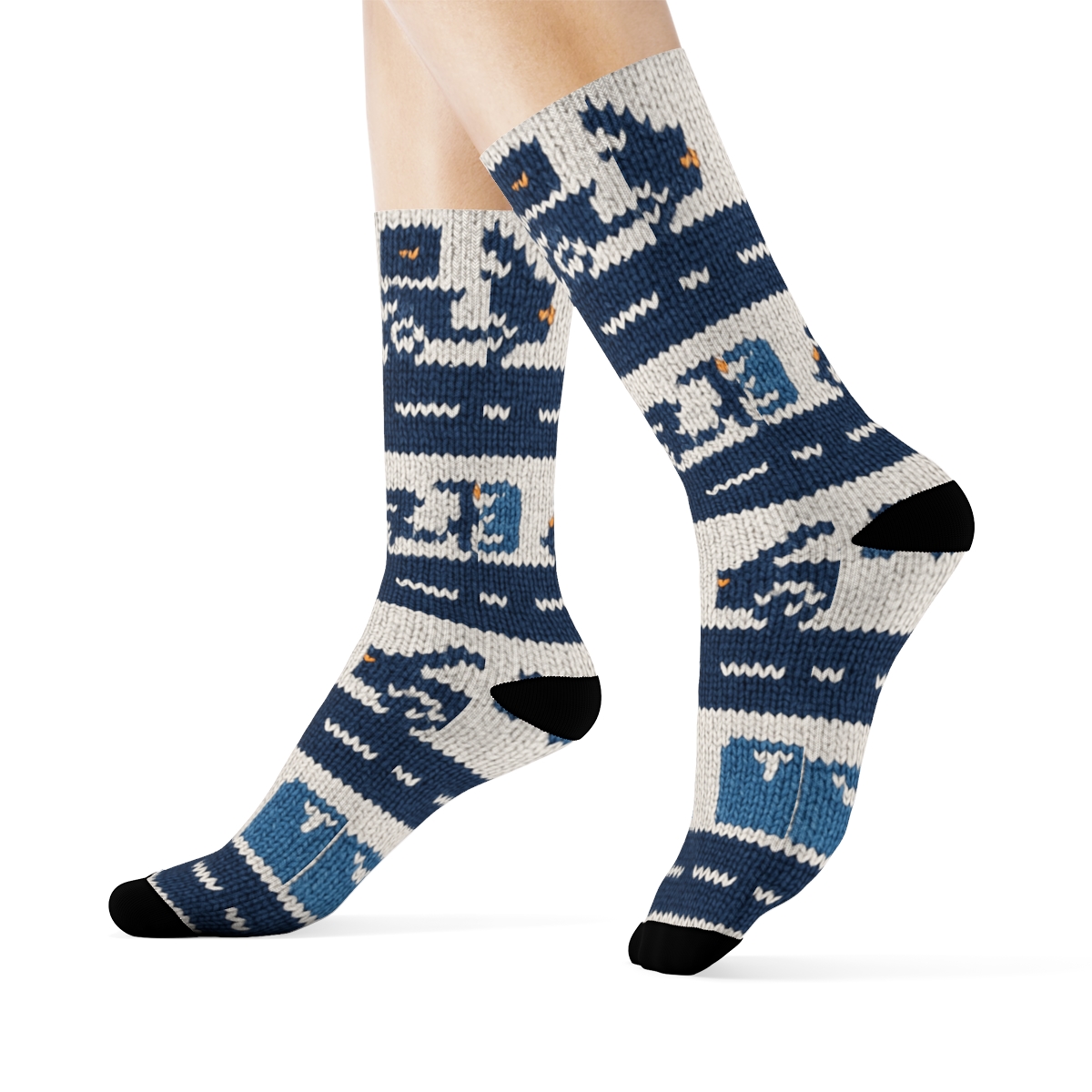 Delivery Driver Knit Illusion Road Marking Bands stylish athletic crew socks