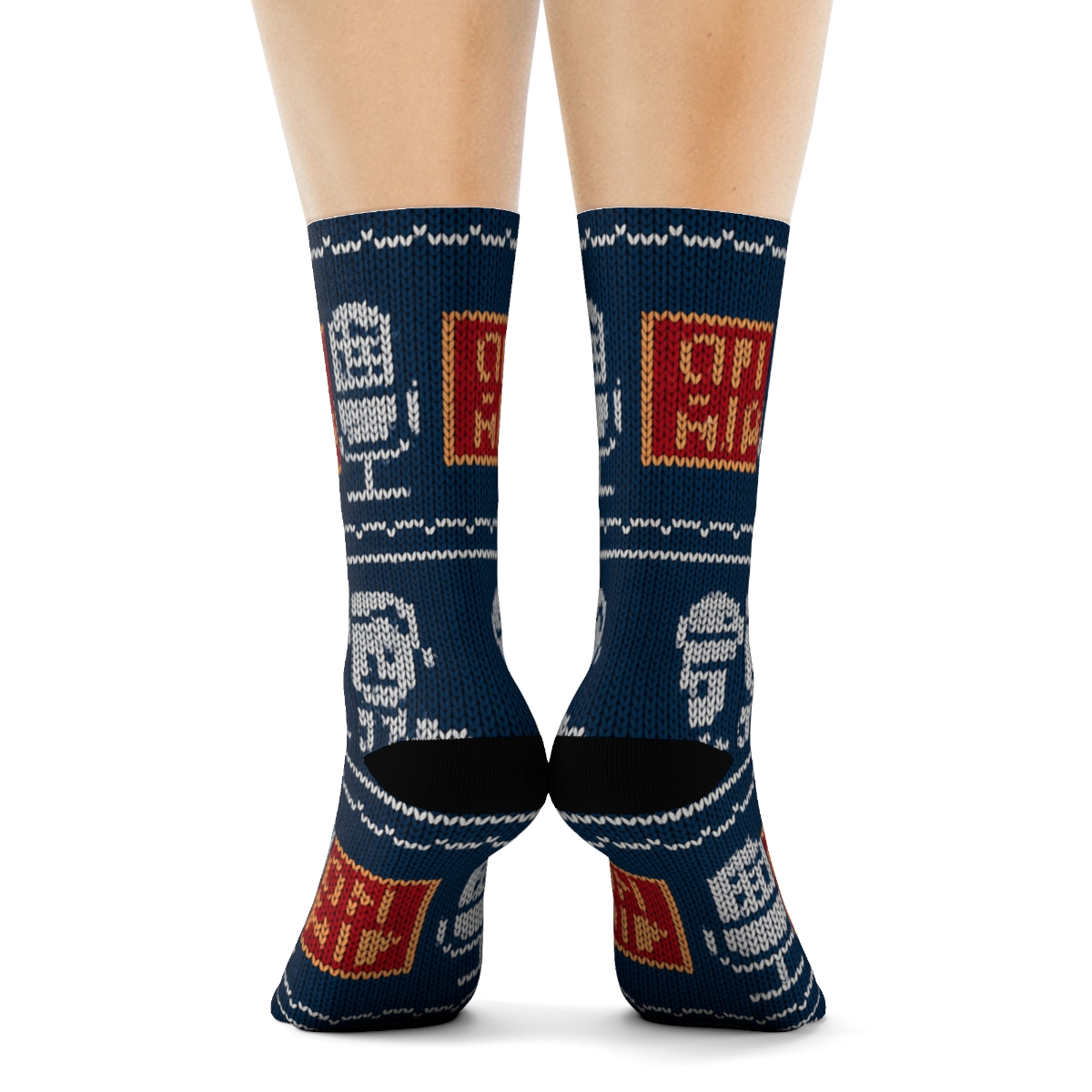 Knitted News Anchor Ticker Stripe Mosaic soft everyday crew socks