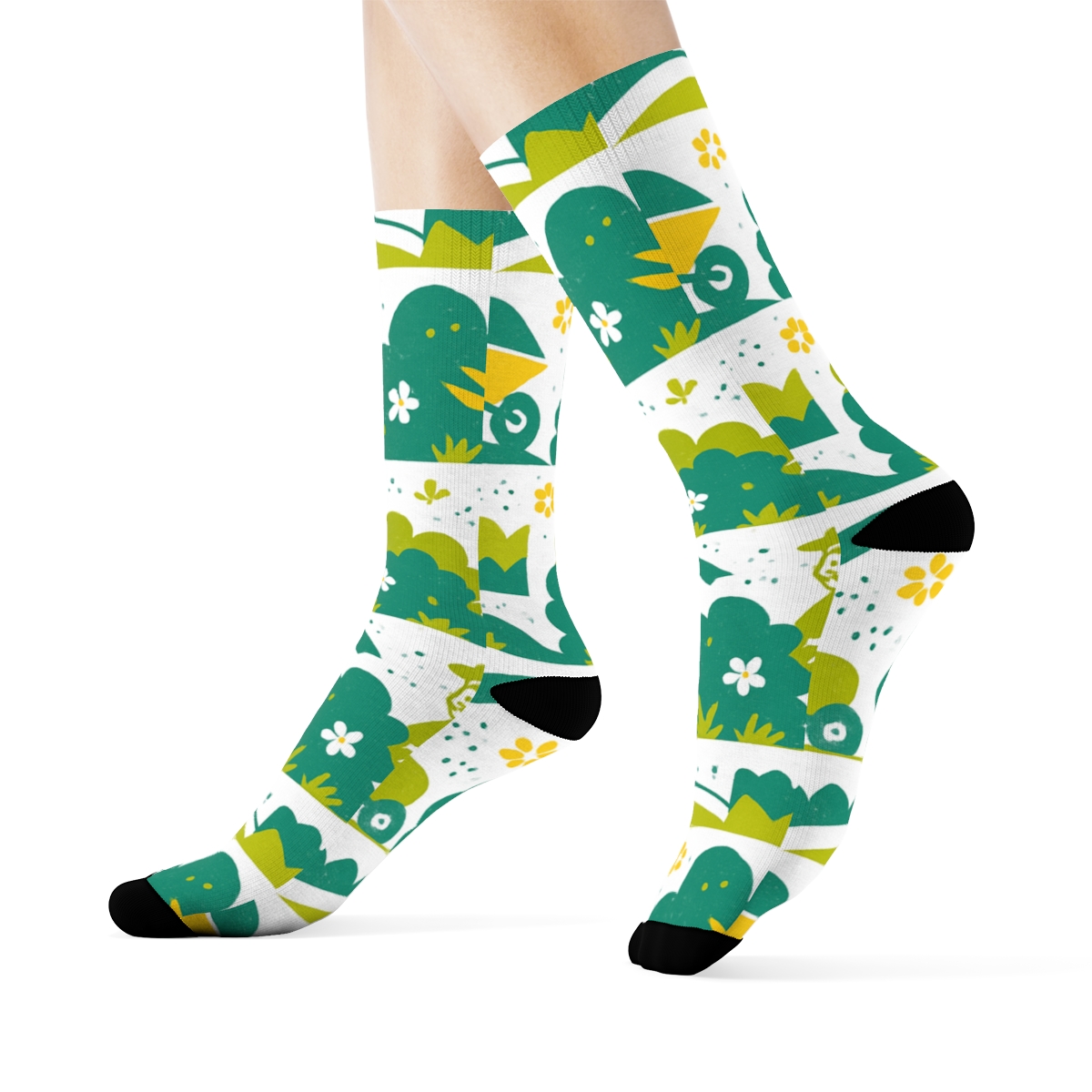 Garden Party Borders With Landscaper Silhouettes unique graphic crew socks