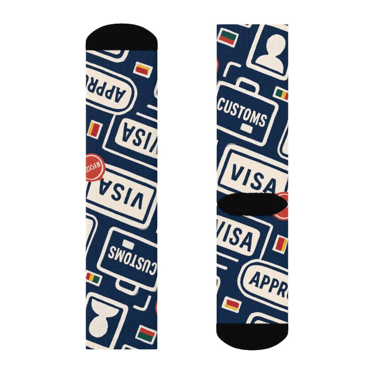 Immigration Officer Stampwork Tessellation In Civic Blue designer printed crew socks