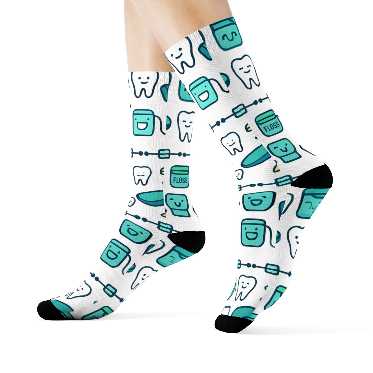 Dental Chair Parade With Dentist Border Bands stylish athletic crew socks