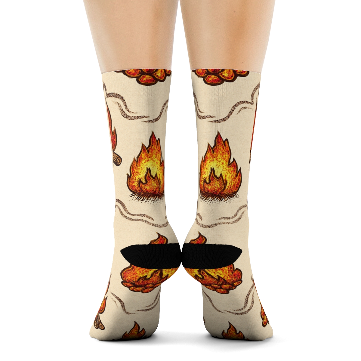 Vintage Matchbox Campfire Chevron On Ivory soft everyday crew socks